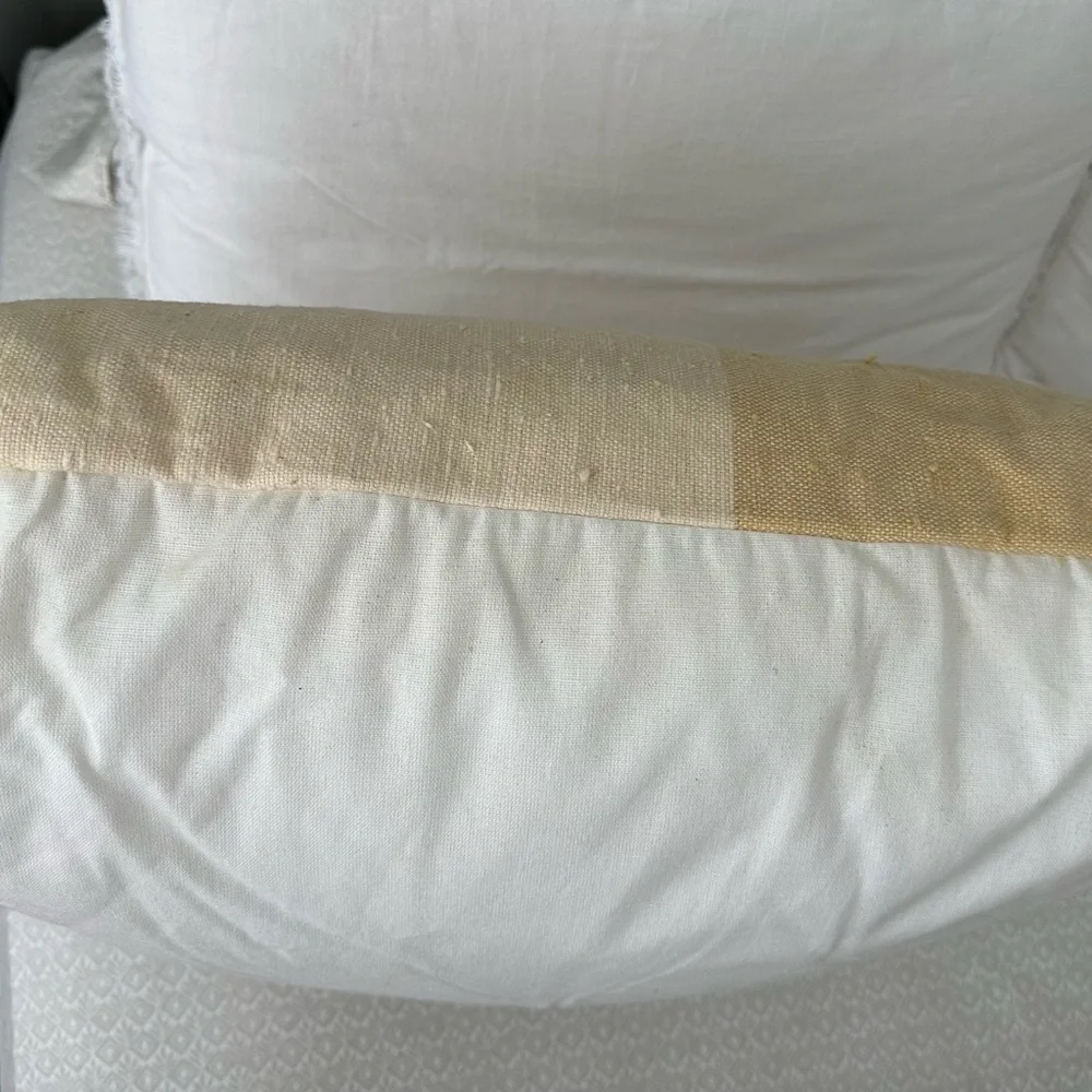 Yellow & White Contrast Linen Throw Pillow- 24 x 24 Threshold - Spring / Summer